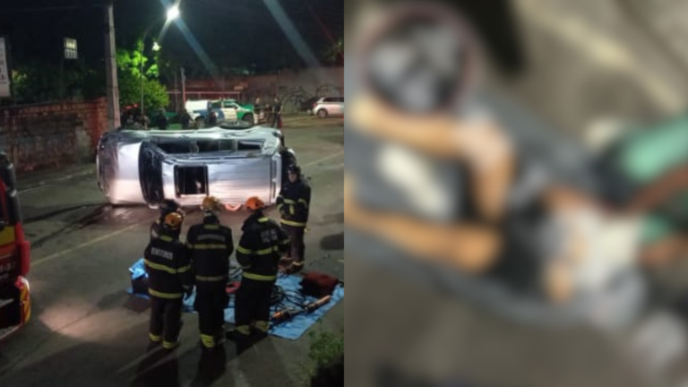 Mulher ultrapassa sinal vermelho, bate em vários carros, quebra o pescoço e morre em Manaus