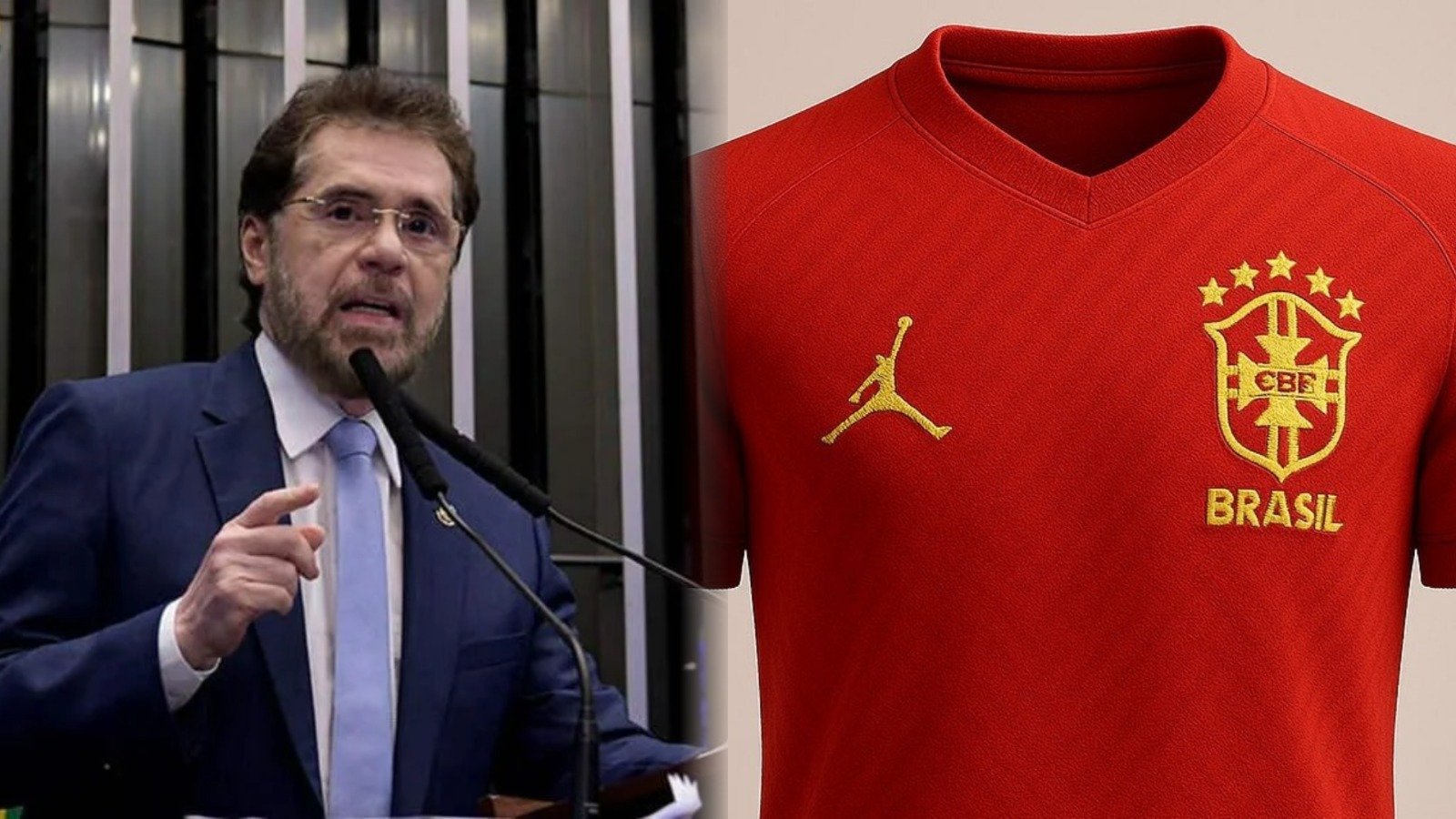 CBF Camisa vermelha Senador Plínio Vaiério