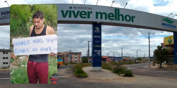 Lalau anda com placa no pescoço pelas ruas: “Nunca, mas vou roubar no Viver Melhor”; veja vídeo