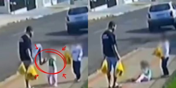 Vídeo chocante: pai é flagrado agredindo filha de apenas 3 anos com chute no rosto e caso revolta moradores