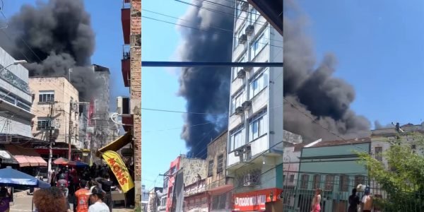 URGENTE: Incêndio de grandes proporções atinge loja na rua Henrique Martins, no Centro de Manaus; veja vídeos